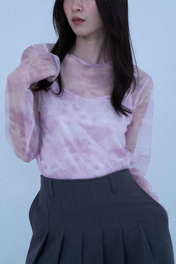 【Nora Lily elle】 Tie dyeing sheer Top(Women)-Light PURPLE-224380086-81