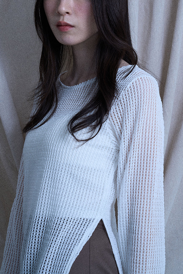 【Nora Lily elle】 Braid Sheer Pullover(Women)-WHITE-224380088-01