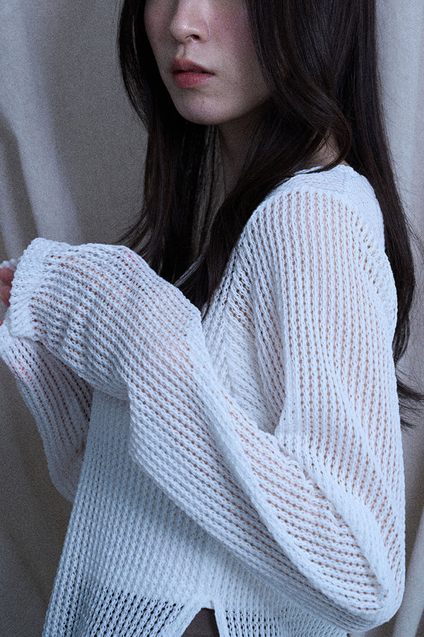 【Nora Lily elle】 Braid Sheer Pullover(Women)-WHITE-224380088-01