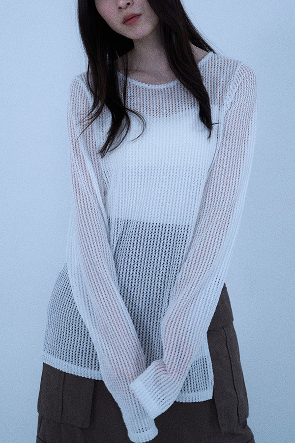 【Nora Lily elle】 Braid Sheer Pullover(Women)-WHITE-224380088-01