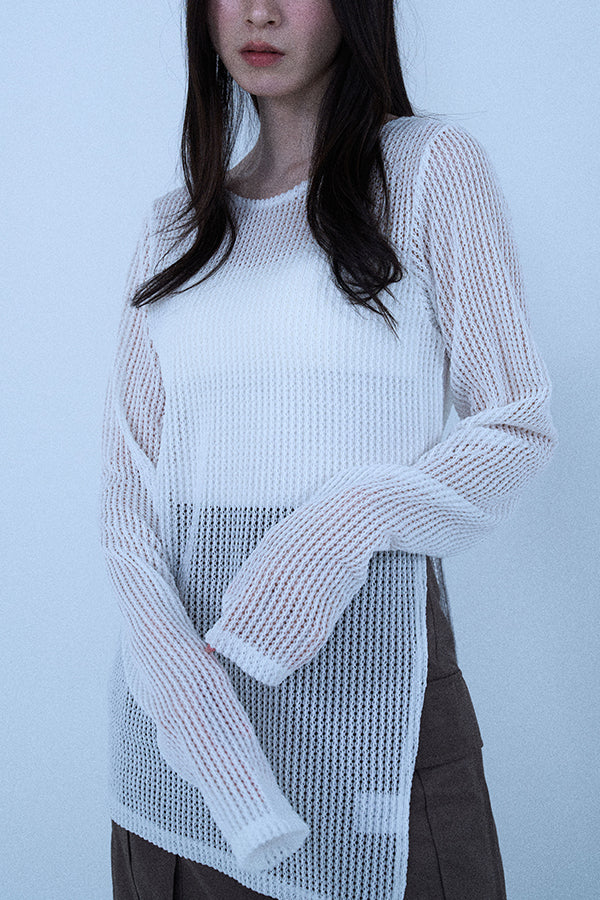 【Nora Lily elle】 Braid Sheer Pullover(Women)-WHITE-224380088-01