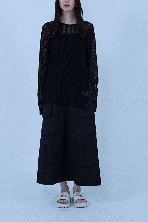 【Nora Lily elle】 Braid Sheer Pullover(Women)-BLACK-224380088-19