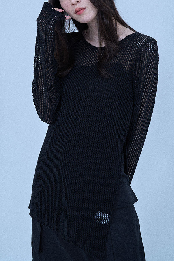 【Nora Lily elle】 Braid Sheer Pullover(Women)-BLACK-224380088-19