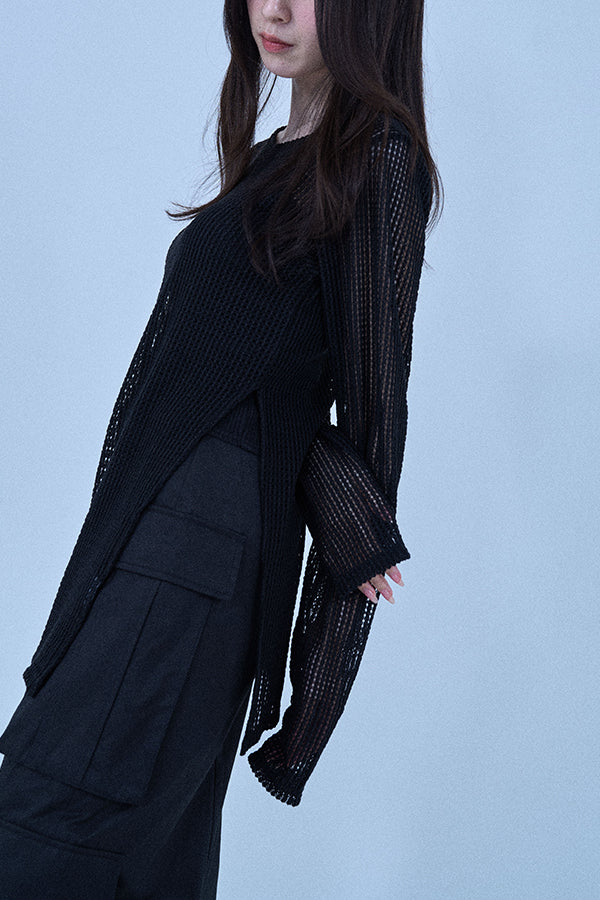 【Nora Lily elle】 Braid Sheer Pullover(Women)-BLACK-224380088-19