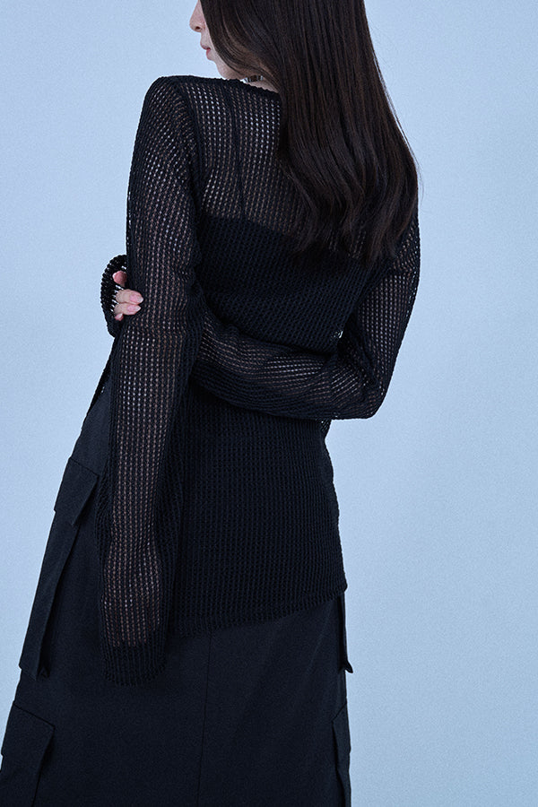 【Nora Lily elle】 Braid Sheer Pullover(Women)-BLACK-224380088-19