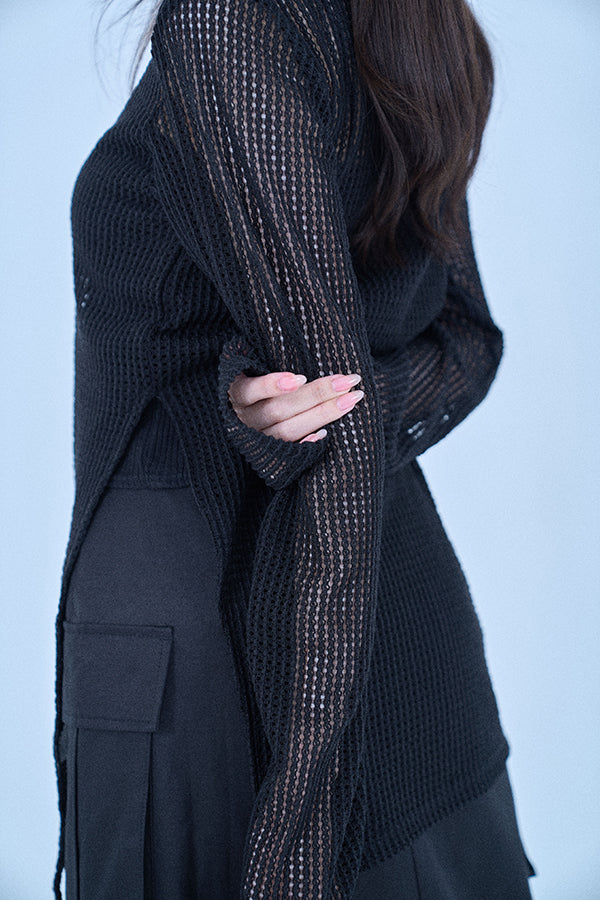 【Nora Lily elle】 Braid Sheer Pullover(Women)-BLACK-224380088-19