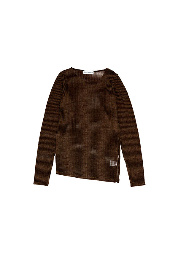 【Nora Lily elle】 Braid Sheer Pullover(Women)-Dark BROWN-224380088-45