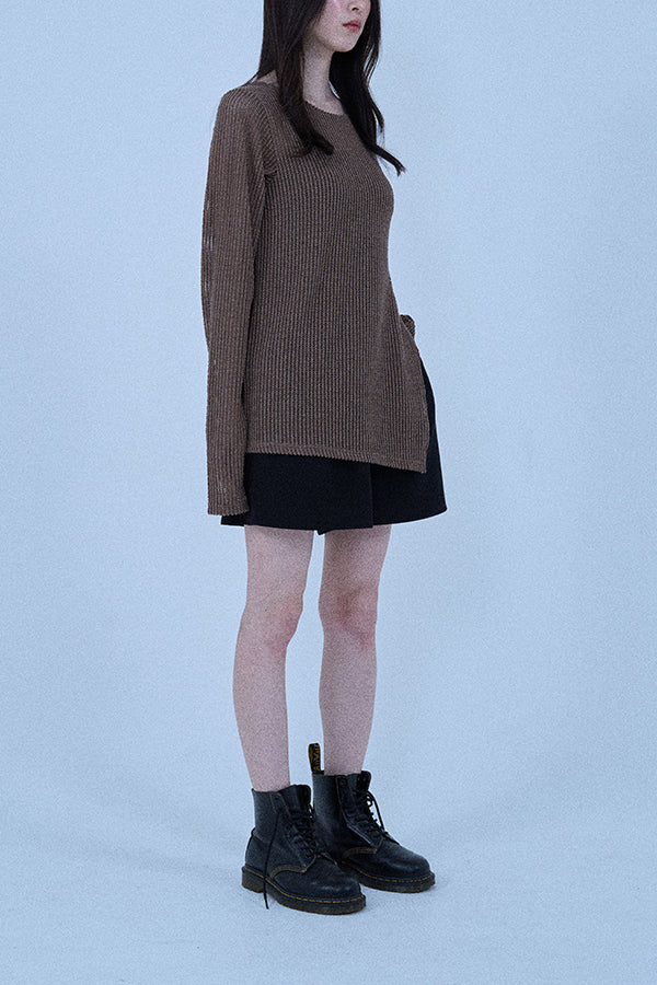 【Nora Lily elle】 Braid Sheer Pullover(Women)-Dark BROWN-224380088-45