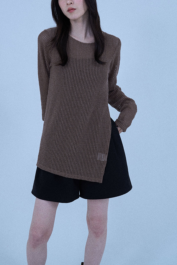 【Nora Lily elle】 Braid Sheer Pullover(Women)-Dark BROWN-224380088-45