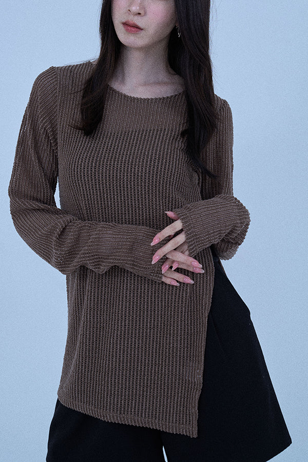 【Nora Lily elle】 Braid Sheer Pullover(Women)-Dark BROWN-224380088-45