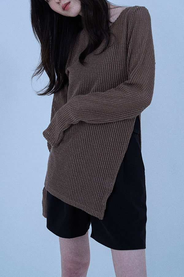 【Nora Lily elle】 Braid Sheer Pullover(Women)-Dark BROWN-224380088-45