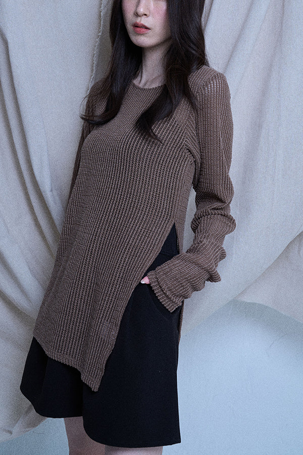 【Nora Lily elle】 Braid Sheer Pullover(Women)-Dark BROWN-224380088-45