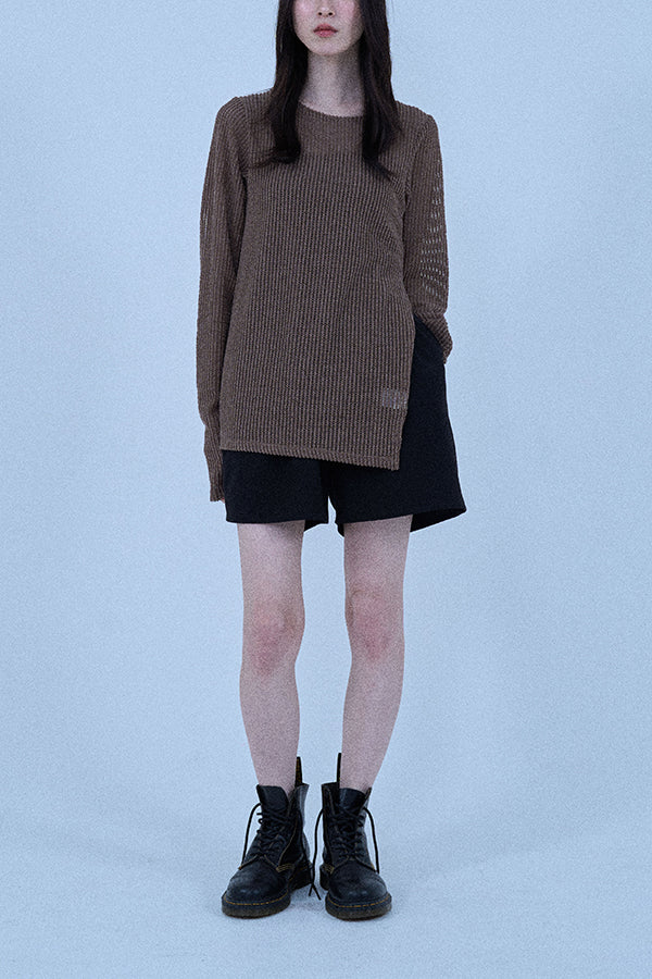 【Nora Lily elle】 Braid Sheer Pullover(Women)-Dark BROWN-224380088-45