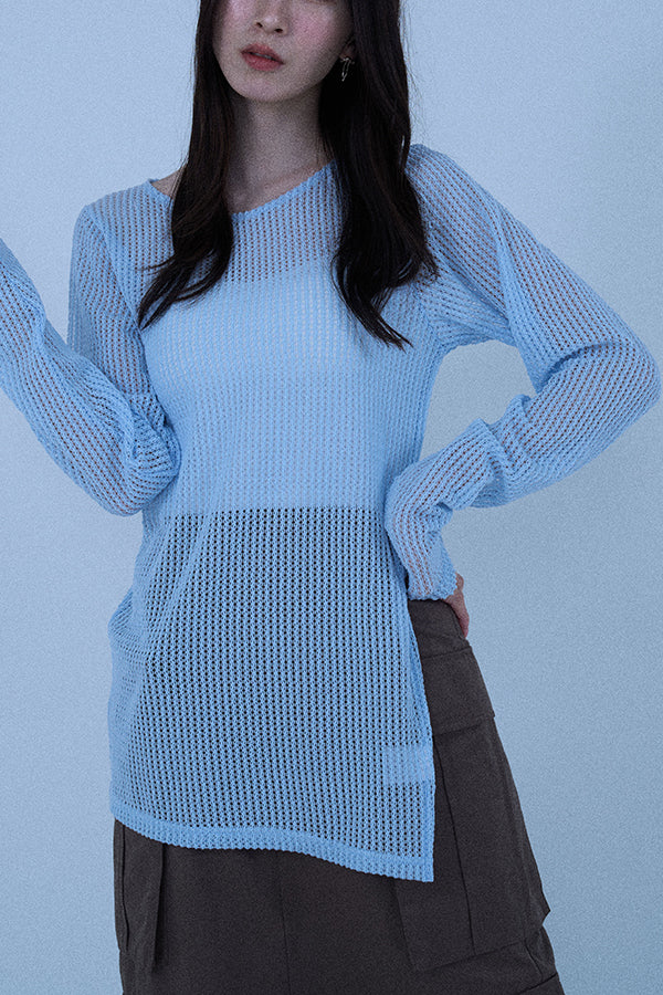 【Nora Lily elle】 Braid Sheer Pullover(Women)-SAX-224380088-90