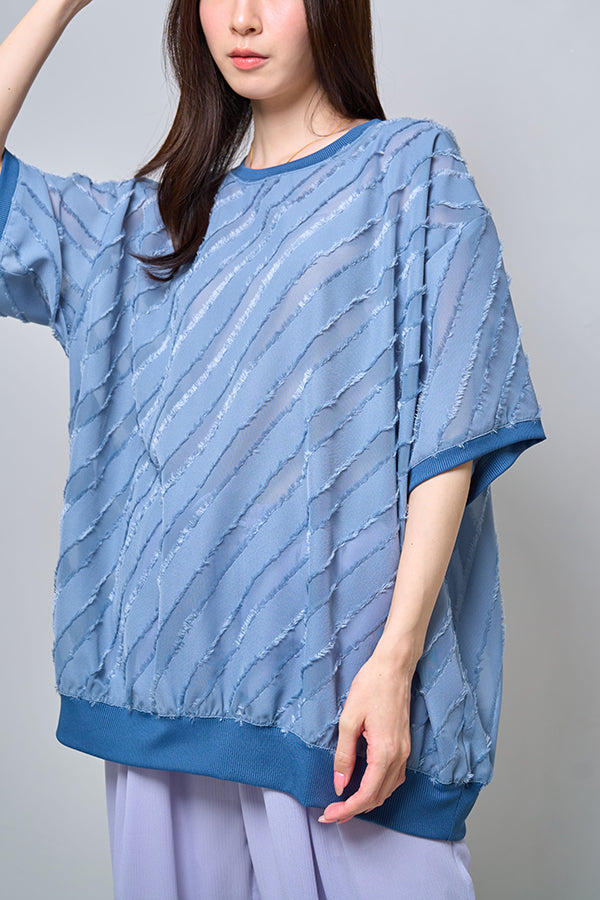 【Nora Lily】Sheer Gather Pullover(UNISEX)-Light BLUE-224380089-90