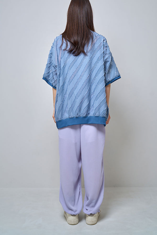 【Nora Lily】Sheer Gather Pullover(UNISEX)-Light BLUE-224380089-90