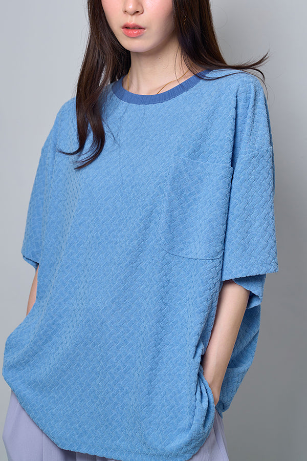 【Nora Lily】Sheer Pattern Pullover(UNISEX)-Light BLUE-224380090-90