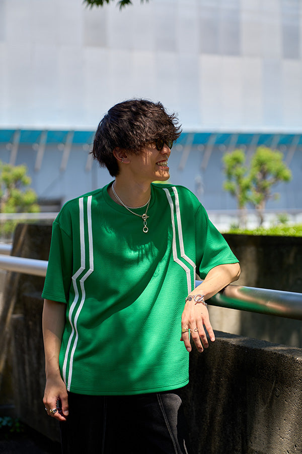 【Nora Lily】Shift Line Short Sleeve Track Top(UNISEX)-GREEN-224380091-22F