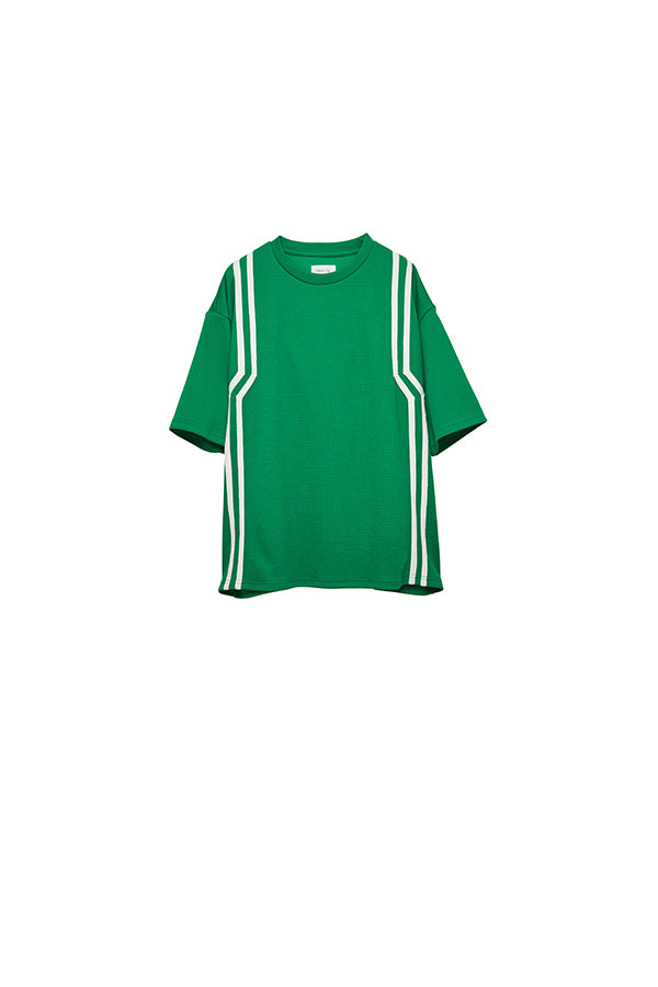 【Nora Lily】Shift Line Short Sleeve Track Top(UNISEX)-GREEN-224380091-22F