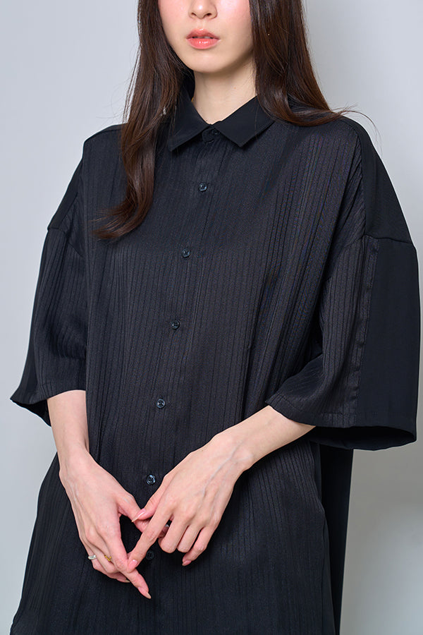 【Nora Lily】Sheer Layered Wide Shirt(UNISEX)-BLACK-224380092-19