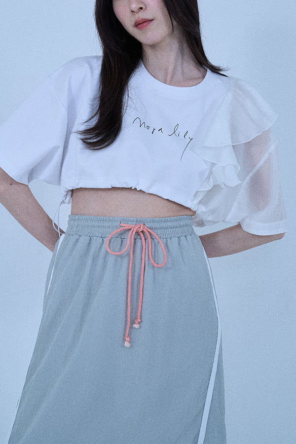 【Nora Lily elle】 2 material Tops(Women)-WHITE-224380093-01