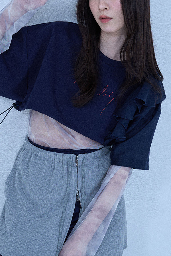 【Nora Lily elle】 2 material Tops(Women)-NAVY-224380093-93