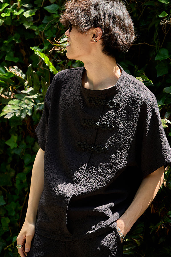 【Nora Lily】Melange China Crew Neck Top(UNISEX)-BLACK-224380094-19