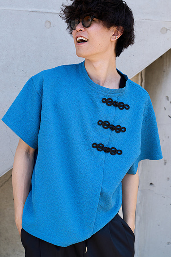 【Nora Lily】Melange China Crew Neck Top(UNISEX)-BLUE-224380094-92