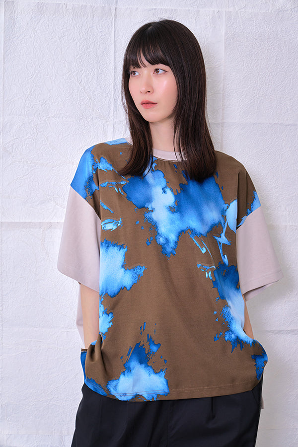 【Nora Lily】 Abstract Watercolor Pullover(UNISEX)-Light GREY-22438013-11F