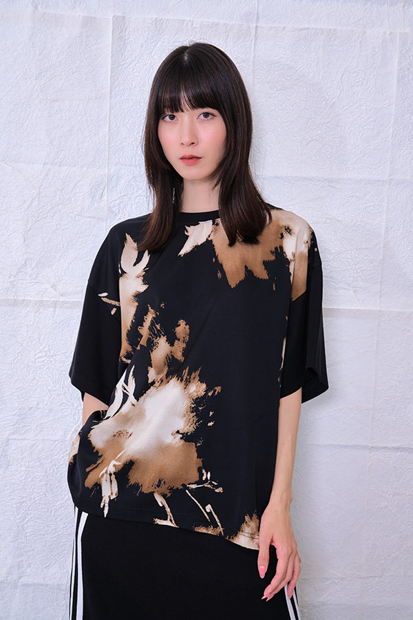 【Nora Lily】 Abstract Watercolor Pullover(UNISEX)-BLACK-22438013-19F