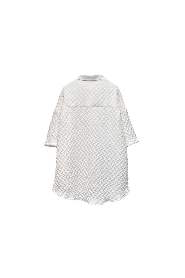 【Nora Lily】 Emboss Wide S/S Shirt(UNISEX)-WHITE-224380114-01F