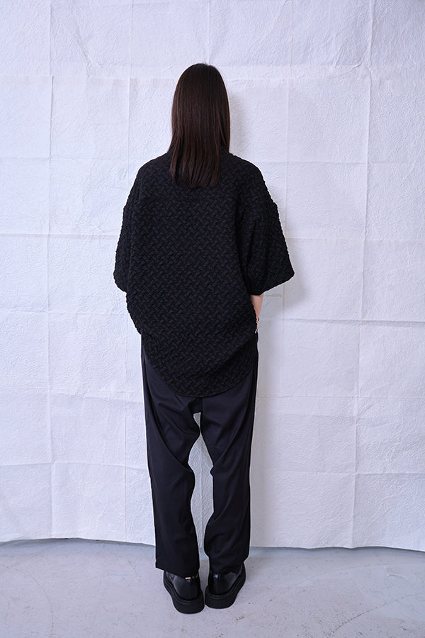 【Nora Lily】 Emboss Wide S/S Shirt(UNISEX)-BLACK-224380114-19F