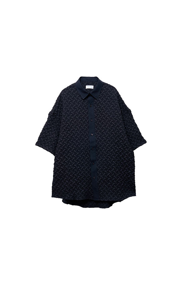 【Nora Lily】 Emboss Wide S/S Shirt(UNISEX)-BLACK-224380114-19F