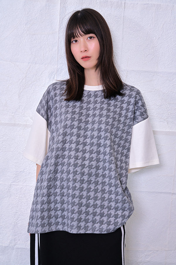 【Nora Lily】 Combination Pullover(UNISEX)-GREY(Houndstooth)-22438015-18F