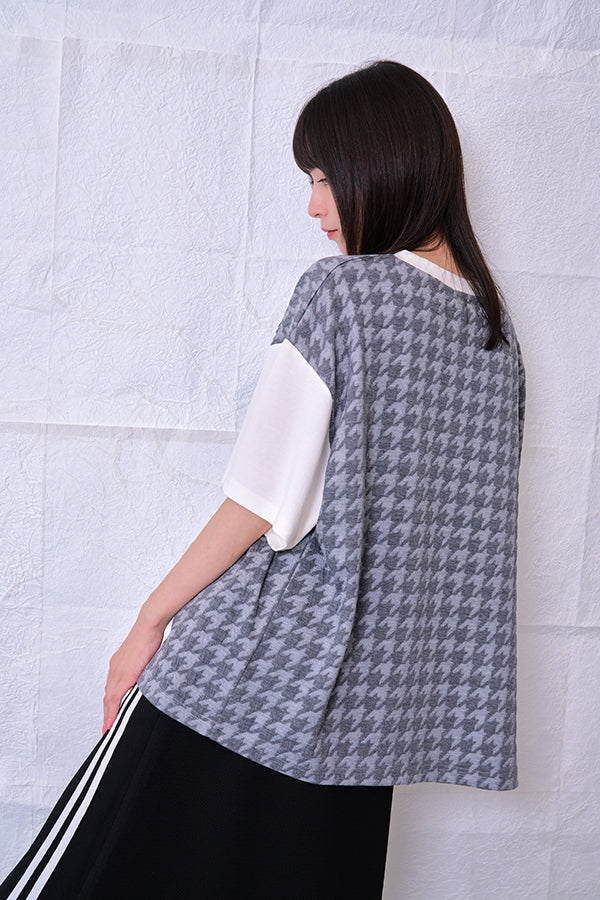 【Nora Lily】 Combination Pullover(UNISEX)-GREY(Houndstooth)-22438015-18F