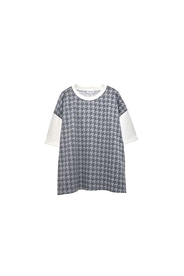 【Nora Lily】 Combination Pullover(UNISEX)-GREY(Houndstooth)-22438015-18F