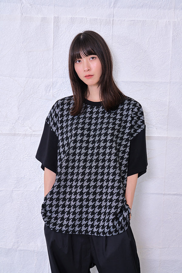 【Nora Lily】 Combination Pullover(UNISEX)-BLACK(Houndstooth)-22438015-19F