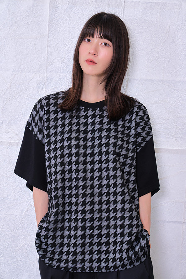 【Nora Lily】 Combination Pullover(UNISEX)-BLACK(Houndstooth)-22438015-19F