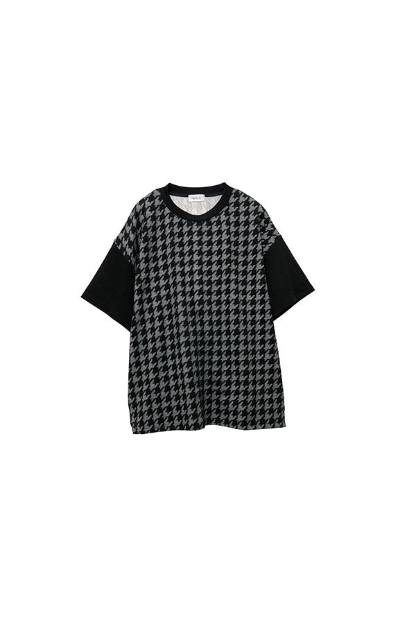 【Nora Lily】 Combination Pullover(UNISEX)-BLACK(Houndstooth)-22438015-19F