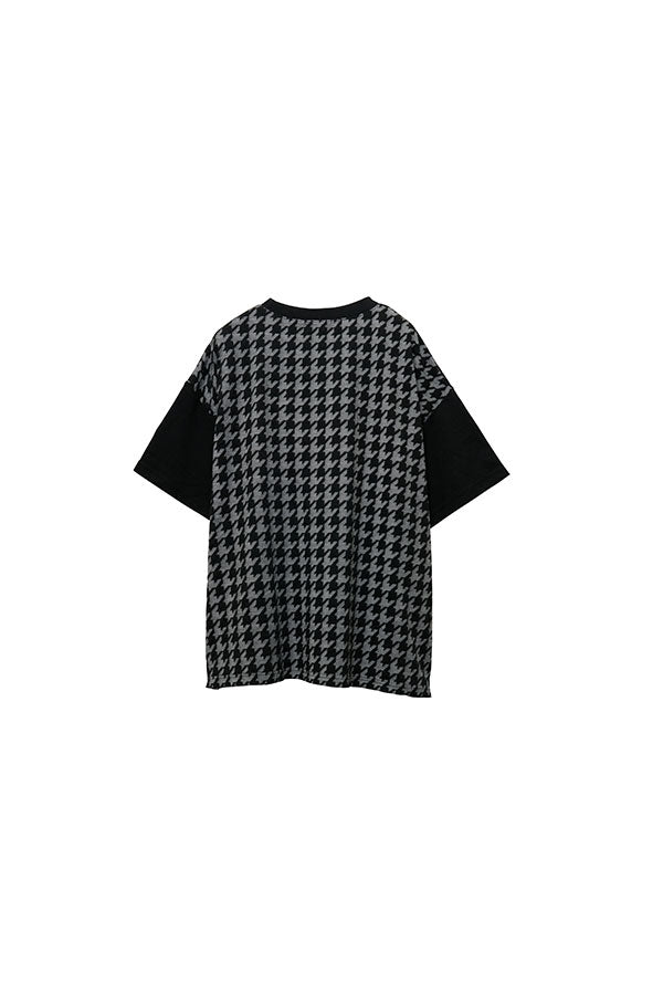 【Nora Lily】 Combination Pullover(UNISEX)-BLACK(Houndstooth)-22438015-19F