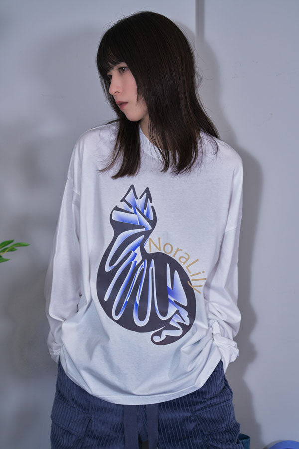 【Nora Lily】NL Cat Gradation Long Sleeve T-Shirt (UNISEX)-WHITE-224520011-01M