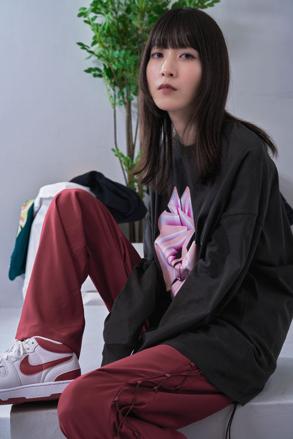 【Nora Lily】NL Cat Gradation Long Sleeve T-Shirt (UNISEX)-Charcoal-224520011-13M