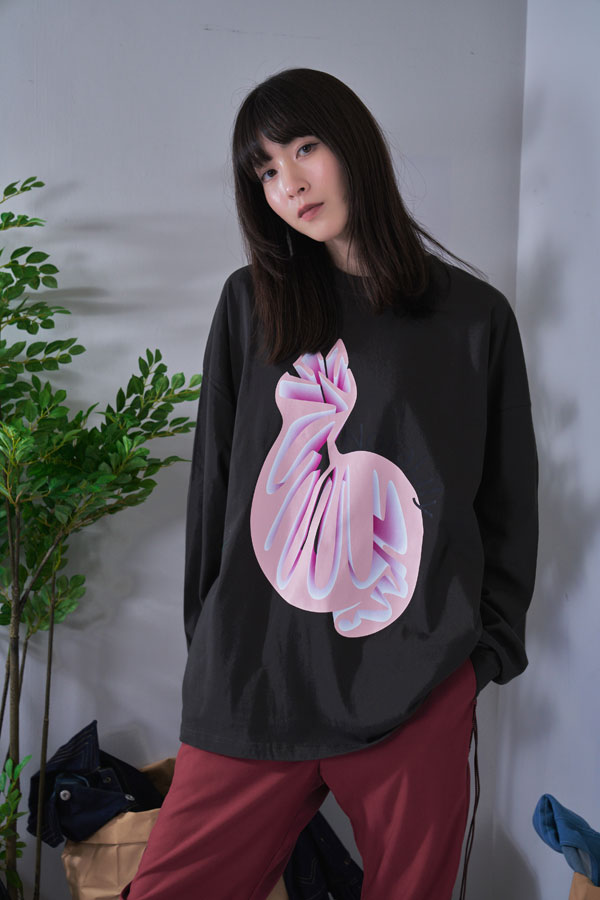 【Nora Lily】NL Cat Gradation Long Sleeve T-Shirt (UNISEX)-Charcoal-224520011-13M