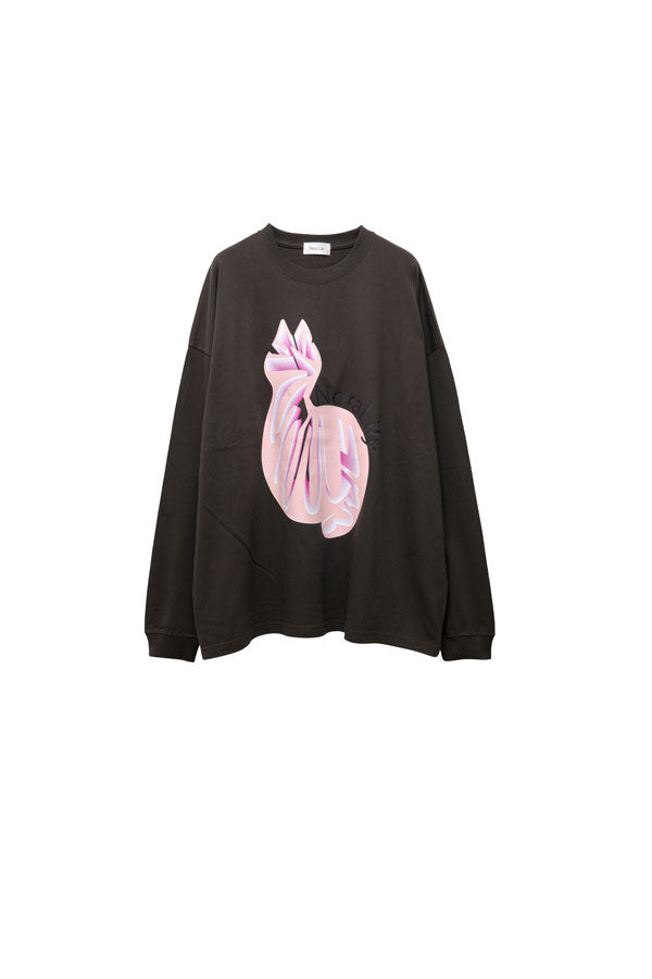 【Nora Lily】NL Cat Gradation Long Sleeve T-Shirt (UNISEX)-Charcoal-224520011-13M