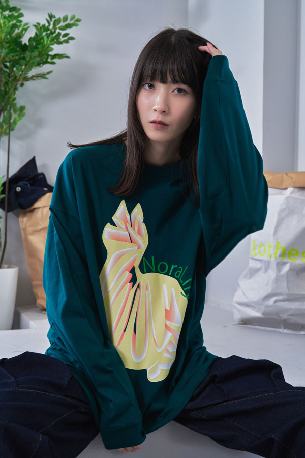 【Nora Lily】NL Cat Gradation Long Sleeve T-Shirt (UNISEX)-GREEN-224520011-22M