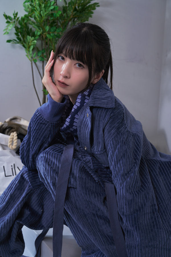 【Nora Lily】Big WELE Corduroy Blouson (UNISEX)-BLUE Grey-224542078-92F