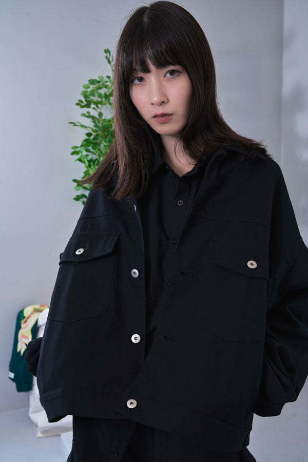 【Nora Lily】Tuck Arm Big Blouson (UNISEX)-BLACK Twill-224542079-19F