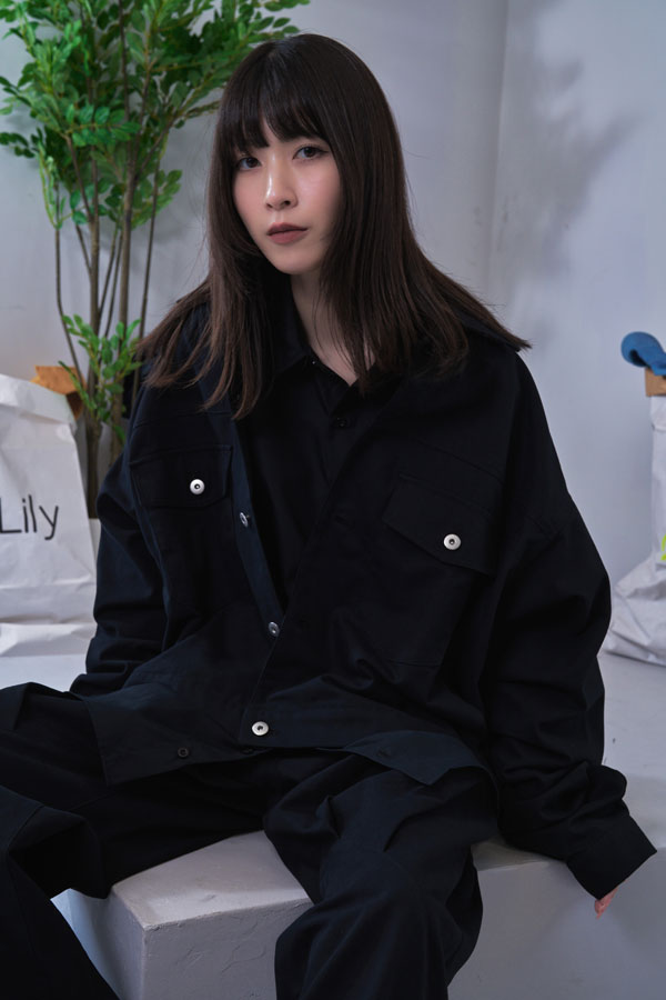 【Nora Lily】Tuck Arm Big Blouson (UNISEX)-BLACK Twill-224542079-19F