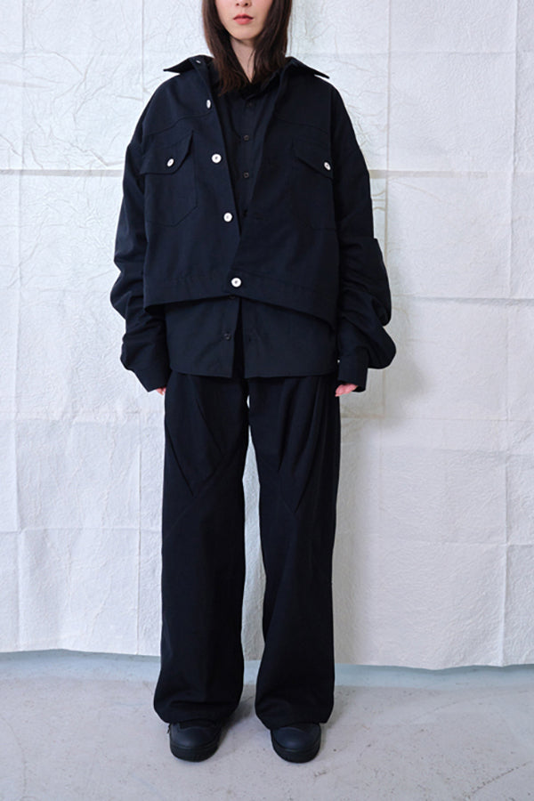 【Nora Lily】Tuck Arm Big Blouson (UNISEX)-BLACK Twill-224542079-19F