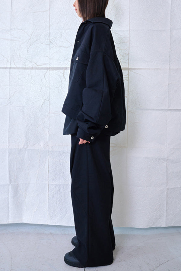 【Nora Lily】Tuck Arm Big Blouson (UNISEX)-BLACK Twill-224542079-19F